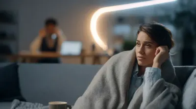 A small business owner resting at home while calls are handled by a professional call centre, showing business continuity during illness.