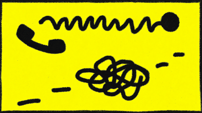 Illustration of a straight and tangled phone line representing clear and confusing communication during service calls