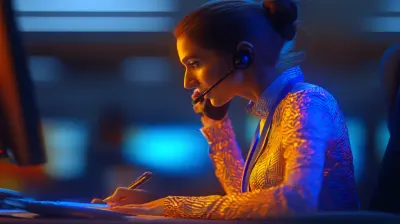 Professional call handler calmly taking structured notes while answering a service call