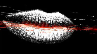 Close-up of lips paused in silence representing listening and thoughtful communication during a phone call
