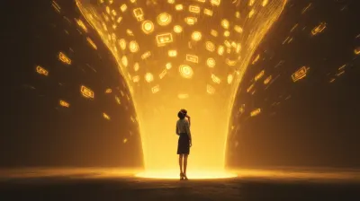 Professional receptionist with headset guiding glowing phone call icons into a large golden sales funnel, symbolizing call handling as part of the sales process.
