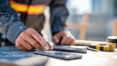 Canadian tradesperson focusing on work while a phone rings nearby, showing safe job site behaviour