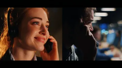 Split-screen image showing a warm, professional call handler on one side and a rushed, overwhelmed phone greeting on the other, representing the difference in customer first impressions.